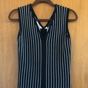 Zara Basic white strip sleeveless dress